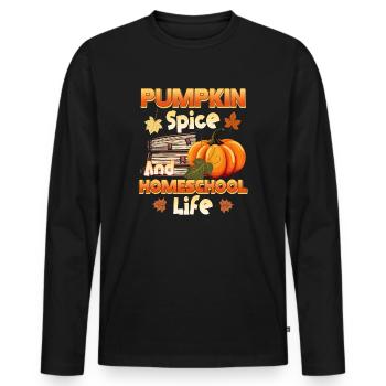 Épices à la citrouille et vie à la maison - T-shirt manches longues Premium bio Homme - noir - Devant - Nico (187cm)