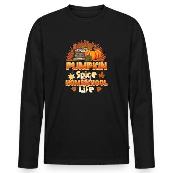 Pumpkin Spice et la vie à la maison - T-shirt manches longues Premium bio Homme - noir - Devant - Nico (187cm)