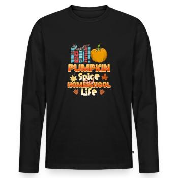 Épices à la citrouille et vie à la maison - T-shirt manches longues Premium bio Homme - noir - Devant - Nico (187cm)