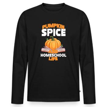 Pumpkin Spice et la vie à la maison - T-shirt manches longues Premium bio Homme - noir - Devant - Nico (187cm)