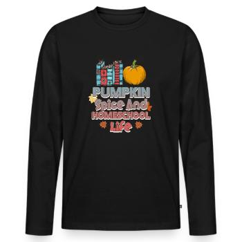 Épices à la citrouille et vie à la maison - T-shirt manches longues Premium bio Homme - noir - Devant - Nico (187cm)