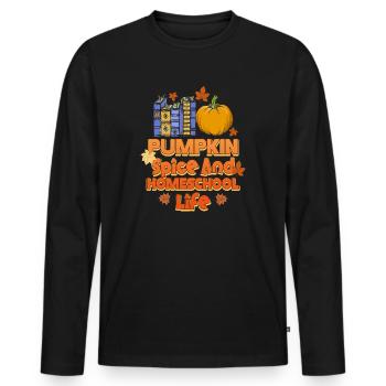 Pumpkin Spice And Homeschool Life - Men's Premium Organic Long Sleeve Shirt - black - Front - Nico (187cm)