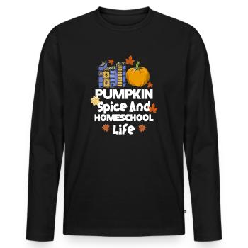 Épices à la citrouille et vie à la maison - T-shirt manches longues Premium bio Homme - noir - Devant - Nico (187cm)