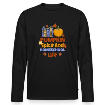 Épices à la citrouille et vie à la maison - T-shirt manches longues Premium bio Homme - noir - Devant - Nico (187cm)