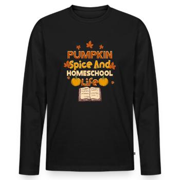 Épices à la citrouille et vie à la maison - T-shirt manches longues Premium bio Homme - noir - Devant - Nico (187cm)