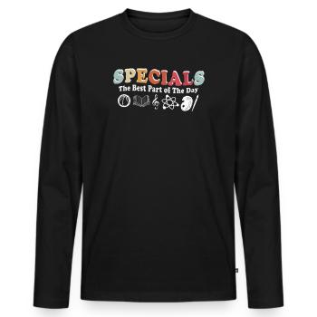 Spéciaux La meilleure partie de la journée - T-shirt manches longues Premium bio Homme - noir - Devant - Nico (187cm)