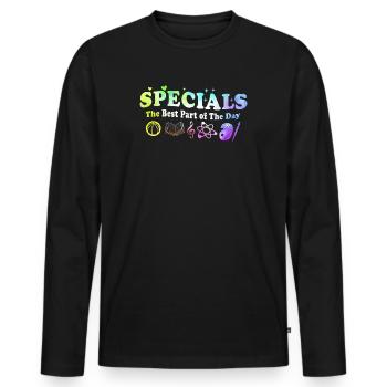 Spéciaux La meilleure partie de la journée - T-shirt manches longues Premium bio Homme - noir - Devant - Nico (187cm)