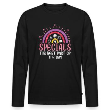 Spéciaux La meilleure partie de la journée - T-shirt manches longues Premium bio Homme - noir - Devant - Nico (187cm)