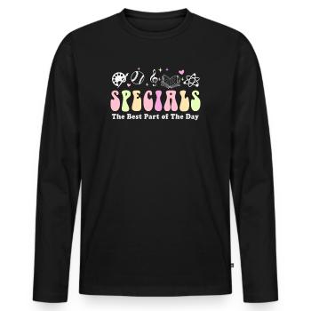Spéciaux La meilleure partie de la journée - T-shirt manches longues Premium bio Homme - noir - Devant - Nico (187cm)