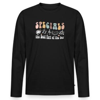 Spéciaux La meilleure partie de la journée - T-shirt manches longues Premium bio Homme - noir - Devant - Nico (187cm)