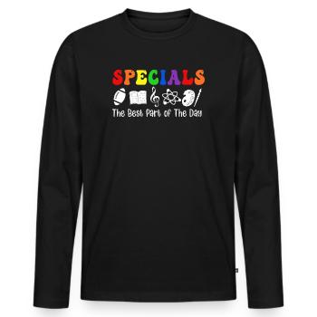 Spéciaux La meilleure partie de la journée - T-shirt manches longues Premium bio Homme - noir - Devant - Nico (187cm)