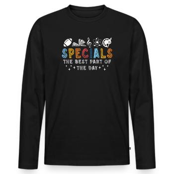 Spéciaux La meilleure partie de la journée - T-shirt manches longues Premium bio Homme - noir - Devant - Nico (187cm)