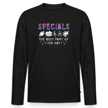 Spéciaux La meilleure partie de la journée - T-shirt manches longues Premium bio Homme - noir - Devant - Nico (187cm)