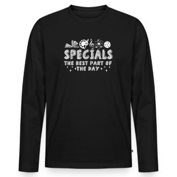 Spéciaux La meilleure partie de la journée - T-shirt manches longues Premium bio Homme - noir - Devant - Nico (187cm)