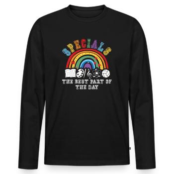 Spéciaux La meilleure partie de la journée - T-shirt manches longues Premium bio Homme - noir - Devant - Nico (187cm)