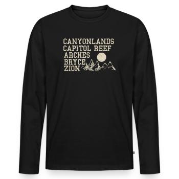 Explorez les montagnes des parcs nationaux de l’Utah - T-shirt manches longues Premium bio Homme - noir - Devant - Nico (187cm)