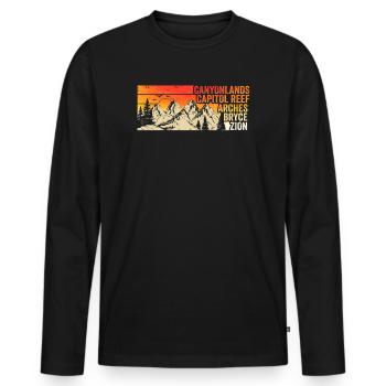 Erkunden Sie die Berge der Utah-Nationalparks - Männer Premium Bio Langarmshirt - Schwarz - Vorne - Nico (187cm)