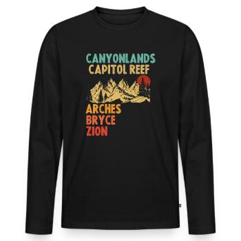 Explorez les montagnes des parcs nationaux de l’Utah - T-shirt manches longues Premium bio Homme - noir - Devant - Nico (187cm)