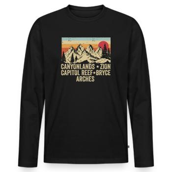 Explorez les montagnes des parcs nationaux de l’Utah - T-shirt manches longues Premium bio Homme - noir - Devant - Nico (187cm)