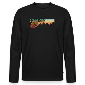 Explorez les montagnes des parcs nationaux de l’Utah - T-shirt manches longues Premium bio Homme - noir - Devant - Nico (187cm)