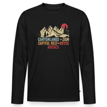 Explorez les montagnes des parcs nationaux de l’Utah - T-shirt manches longues Premium bio Homme - noir - Devant - Nico (187cm)