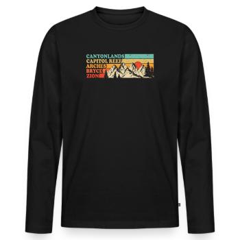 Erkunden Sie die Berge der Utah-Nationalparks - Männer Premium Bio Langarmshirt - Schwarz - Vorne - Nico (187cm)