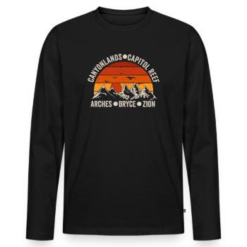 Explorez les montagnes des parcs nationaux de l’Utah - T-shirt manches longues Premium bio Homme - noir - Devant - Nico (187cm)