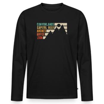 Erkunden Sie die Berge der Utah-Nationalparks - Männer Premium Bio Langarmshirt - Schwarz - Vorne - Nico (187cm)