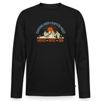 Explorez les montagnes des parcs nationaux de l’Utah - T-shirt manches longues Premium bio Homme - noir - Devant - Nico (187cm)