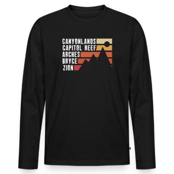 Explorez les montagnes des parcs nationaux de l’Utah - T-shirt manches longues Premium bio Homme - noir - Devant - Nico (187cm)