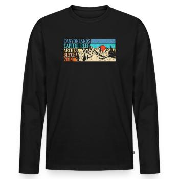 Erkunden Sie die Berge der Utah-Nationalparks - Männer Premium Bio Langarmshirt - Schwarz - Vorne - Nico (187cm)