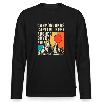Explorez les montagnes des parcs nationaux de l’Utah - T-shirt manches longues Premium bio Homme - noir - Devant - Nico (187cm)