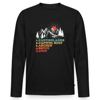 Explorez les montagnes des parcs nationaux de l’Utah - T-shirt manches longues Premium bio Homme - noir - Devant - Nico (187cm)