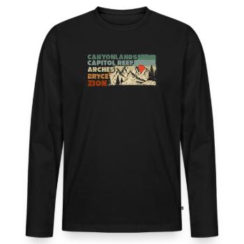 Explorez les montagnes des parcs nationaux de l’Utah - T-shirt manches longues Premium bio Homme - noir - Devant - Nico (187cm)