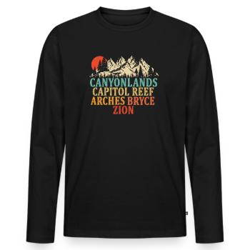 Explorez les montagnes des parcs nationaux de l’Utah - T-shirt manches longues Premium bio Homme - noir - Devant - Nico (187cm)