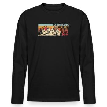 Explorez les montagnes des parcs nationaux de l’Utah - T-shirt manches longues Premium bio Homme - noir - Devant - Nico (187cm)
