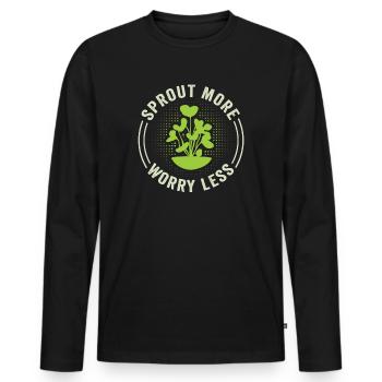Jardinier Urbain Hommes Femmes Microgreens - T-shirt manches longues Premium bio Homme - noir - Devant - Nico (187cm)