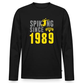 Spiking Since 1989 Spikeball Roundnet - Men's Premium Organic Long Sleeve Shirt - black - Front - Nico (187cm)