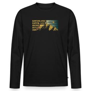 Erkunden Sie die Berge der Utah-Nationalparks - Männer Premium Bio Langarmshirt - Schwarz - Vorne - Nico (187cm)