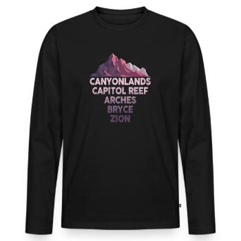 Explorez les montagnes des parcs nationaux de l’Utah - T-shirt manches longues Premium bio Homme - noir - Devant - Nico (187cm)