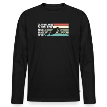 Erkunden Sie die Berge der Nationalparks von Utah - Männer Premium Bio Langarmshirt - Schwarz - Vorne - Nico (187cm)