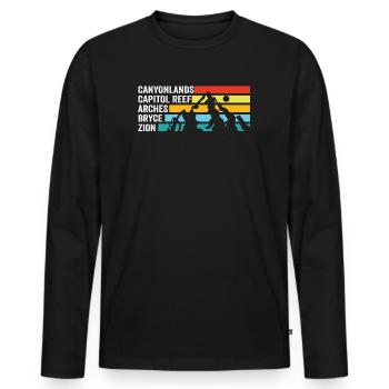 Erkunden Sie die Berge der Utah-Nationalparks - Männer Premium Bio Langarmshirt - Schwarz - Vorne - Nico (187cm)