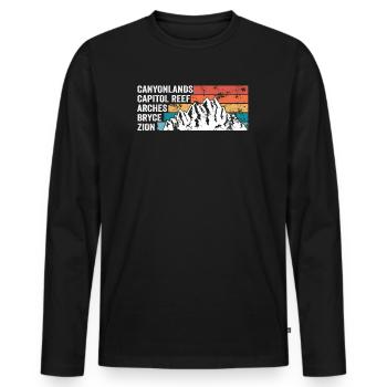 Erkunden Sie die Berge der Utah-Nationalparks - Männer Premium Bio Langarmshirt - Schwarz - Vorne - Nico (187cm)