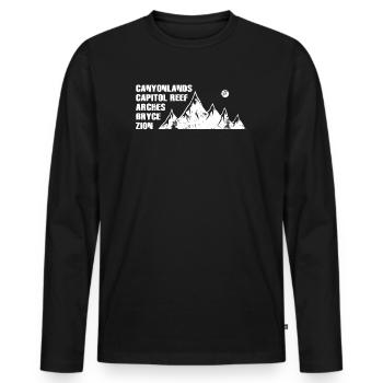 Erkunden Sie die Berge der Utah-Nationalparks - Männer Premium Bio Langarmshirt - Schwarz - Vorne - Nico (187cm)