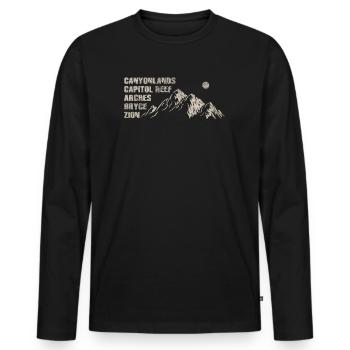 Erkunden Sie die Berge der Utah-Nationalparks - Männer Premium Bio Langarmshirt - Schwarz - Vorne - Nico (187cm)