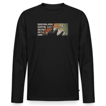 Erkunden Sie die Berge der Nationalparks von Utah - Männer Premium Bio Langarmshirt - Schwarz - Vorne - Nico (187cm)