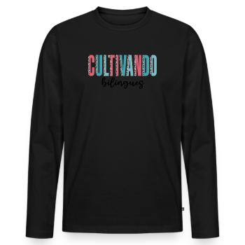 Cultivando Bilingües Spanish Teacher - Men's Premium Organic Long Sleeve Shirt - black - Front - Nico (187cm)