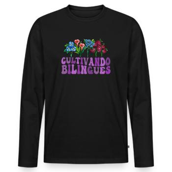 Cultivando Bilingües Spanish Teacher - Men's Premium Organic Long Sleeve Shirt - black - Front - Nico (187cm)