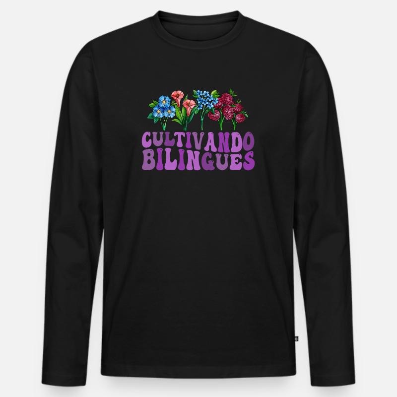 Cultivando Bilingües Spanischlehrerin - Männer Premium Bio Langarmshirt - Schwarz