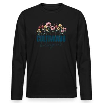 Cultivando Bilingües Spanish Teacher - Men's Premium Organic Long Sleeve Shirt - black - Front - Nico (187cm)